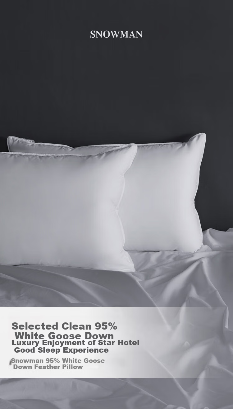 Sinuoman Antibacterial 95% White Goose down Pillow, Five-Star Hotel 100-Thread Count Pure Cotton Three-Layer Neck Support Pillow Core, 74*48cm 1
