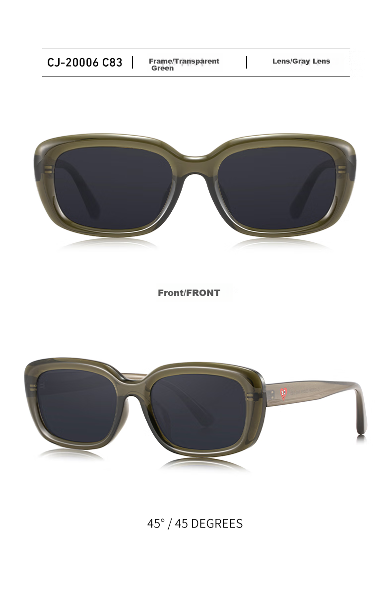 Chaersitaoxin Small Square Sunglasses Frame, UV Protection, Unisex CJ20006, Black Frame/gray Lenses C13 9