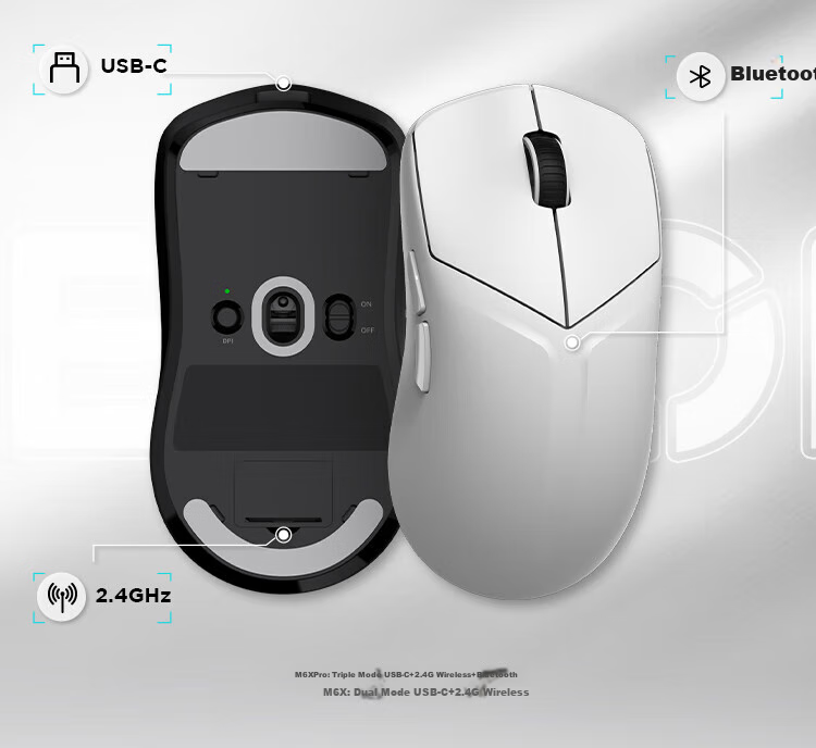 Lenovo Savior M6X Pro 8K Wireless Mouse for Gaming And Office, Wired/Bluetooth/2.4G Tri-Mode Connection, Lightweight Ergonomic Design, Ice White 14