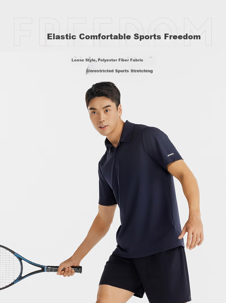 DECATHLON Sports T-Shirt, Quick-Drying Tennis Polo Shirt, Collared Short Sleeve, Loose-Fitting Breathable Tennis Wear for Men - 702389 1