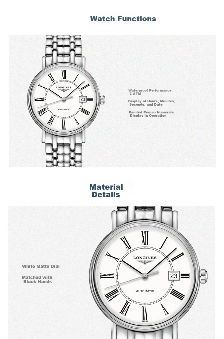 LONGINES Swiss Watch, Fashion Series, Men's Steel Strap Mechanical Watch L49224116 2