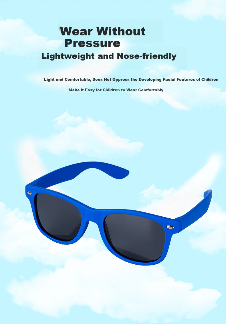 Angelamiao Children's Sunglasses for Boys, Kids' Sunglasses, UV Protection Children's Glasses, Blue Frame Back-To 4