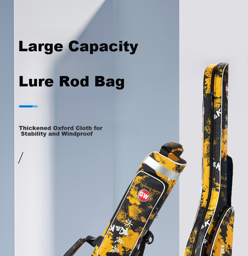 GW Fishing Tackle Bag, Water Color Liangchen Rod Bag, 1.3 Meters Single-Layer Large Belly Bag, Sea Rod Bag, Rock Fishing Rod Bag, Lure Bag, Fishing Tackle Accessories, Angling Equipment 1