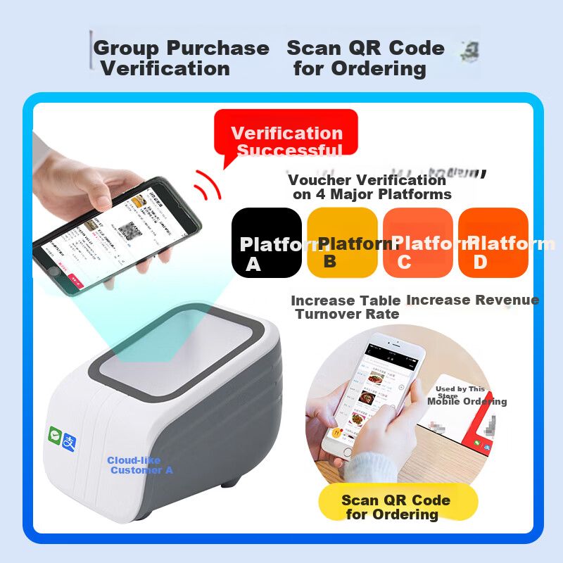Keruyun 2C All-In Restaurant Cash Register System, Integrated Cash Register And Scanner System, JINGDONG Meituan Takeout Order Management System