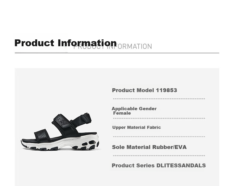 Skechers Casual Retro Women's Shoes, Thick-Soled Open-Toe Sandals, Versatile Outdoor Beach Shoes 119853, Black, Size 36 3