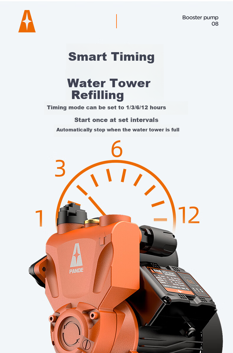 PUANGD Booster Pump, Household Self-Priming Pump, No Adjustment Required, Pressure Boosting Pump for Water Heater And Tap Water Pipeline, Fully Automatic Water Pump 13