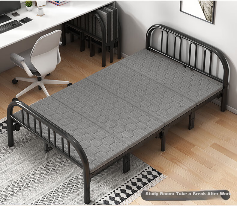 Chibailun Folding Bed, Single Bed for Adults, Office Nap Bed, Home Simple Bed, Accompanying Care Bed, Simple Hard Board Bed, Iron Bed 5