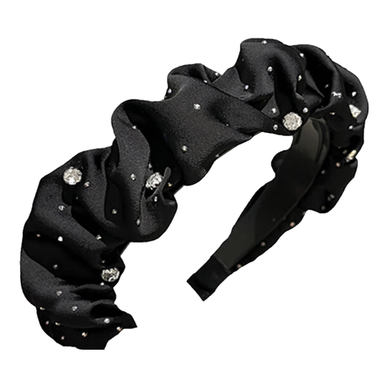 Huangjiama High Crown Starry Sky Headband for Women, Light Luxury Elegant Hair Accessory, Pleated Headband, Holiday Gift