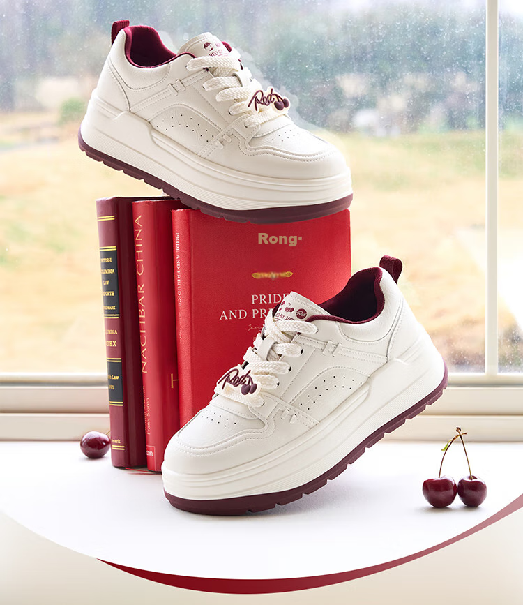 Josiny Thick-Soled White Sneakers for Women, Spring And Autumn 2026 New Style Soft-Soled Board Shoes Versatile Breathable Sports Casual Shoes Beige/apricot 39 2