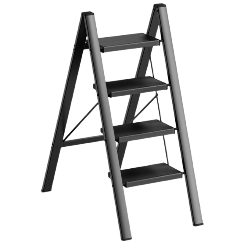 DELIXI ELECTRIC Household Ladder Four-Step Thickened Aluminum Alloy Folding Portable Step Ladder