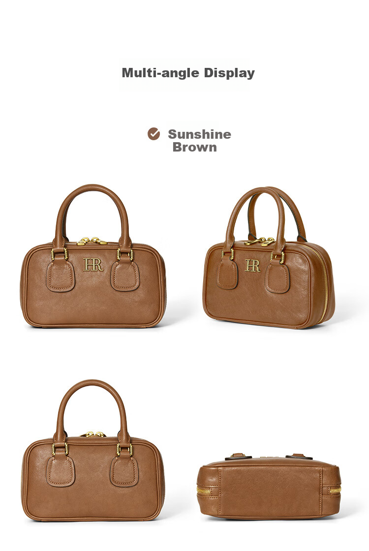 HR Women's Handbag, Shoulder Crossbody Bag, Ladies' Tote Bag, Vegetable-Tanned Cowhide Boston Bag, Handheld Bag, Birthday Gift for Wome 18