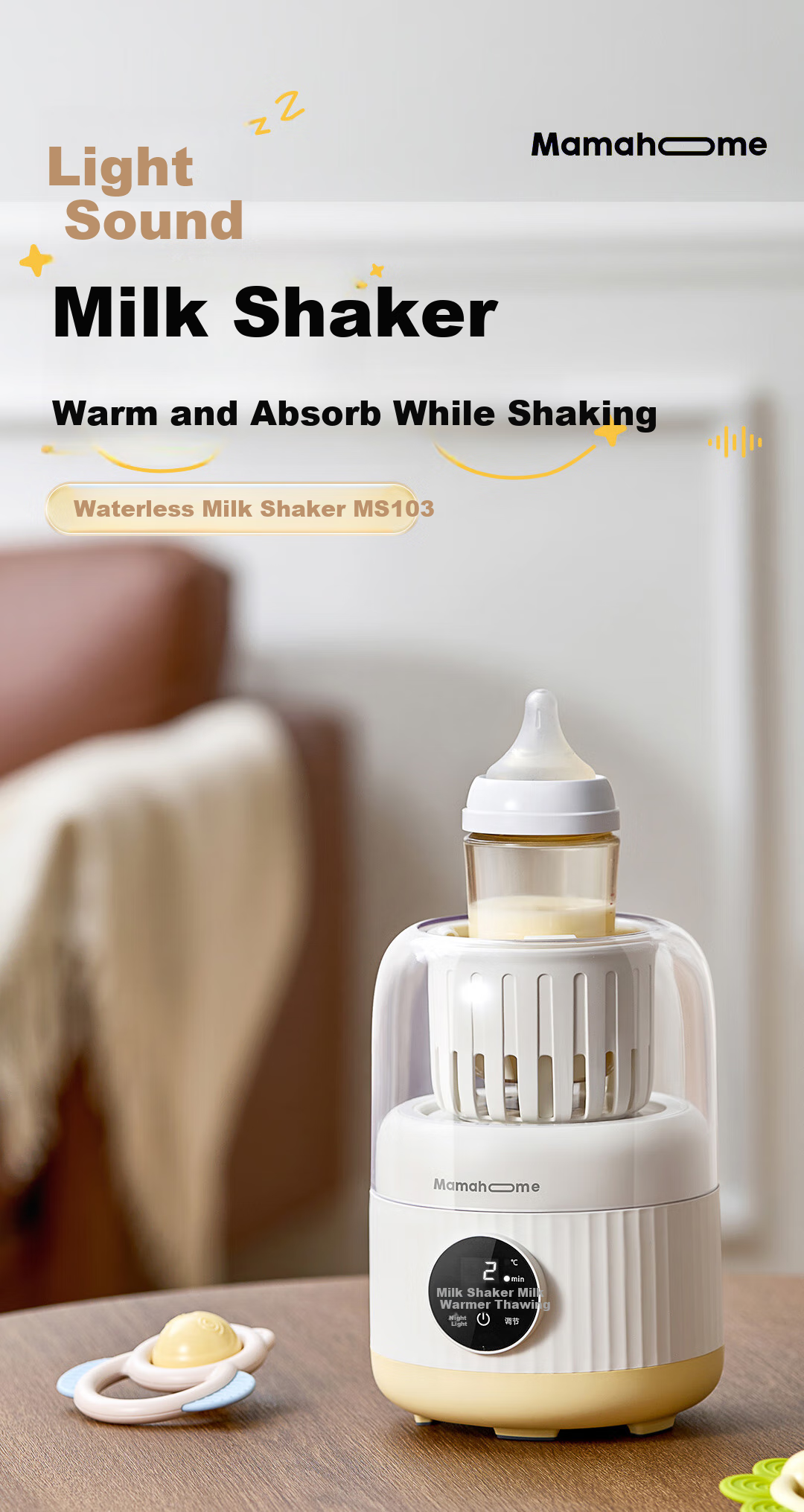 Mamahome Baby Bottle Warmer And Shaker, 2-In Milk Thawing And Warming, Quiet Night Feeding Bottle Warmer 2