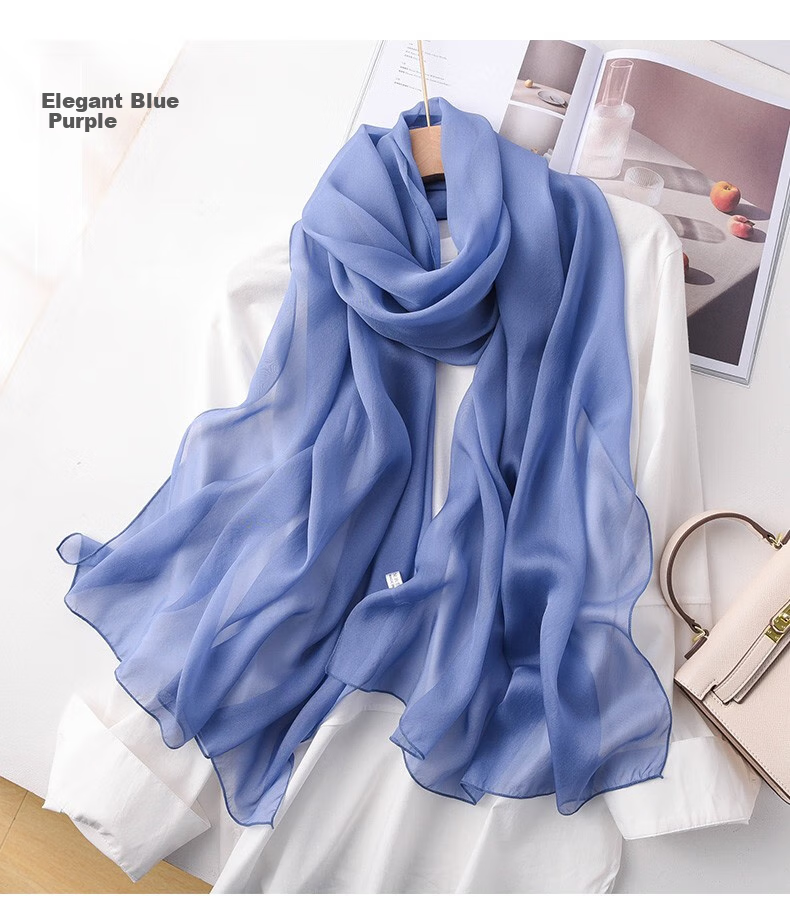 Hangsilu Pure Silk Scarf for Women, Solid Color Mulberry Silk Shawl, High-End Birthday Gift, Mid-Autumn Festival Gift for Mom And Teachers 11