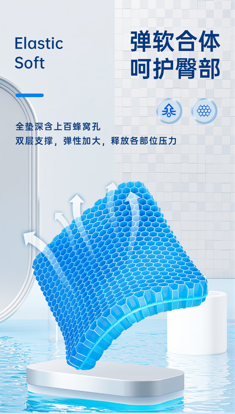 Howtreats Car Seat Cushion, Summer Automotive Seat Pad, Cooling Mat, Honeycomb Gel Seat Cushion, Breathable Ice Pad for Summer, Silk-Like Long-Sitting Cushio 2