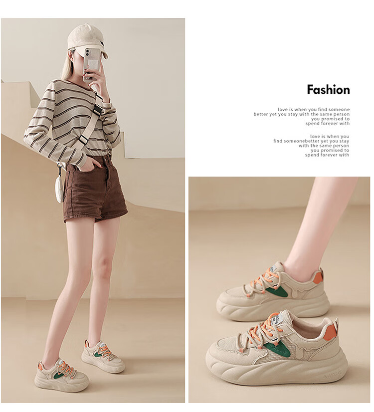 TonLion Women's Spring Summer Student Sneakers Thick Sole Height Increasing Casual White Green Shoes Size 40 3