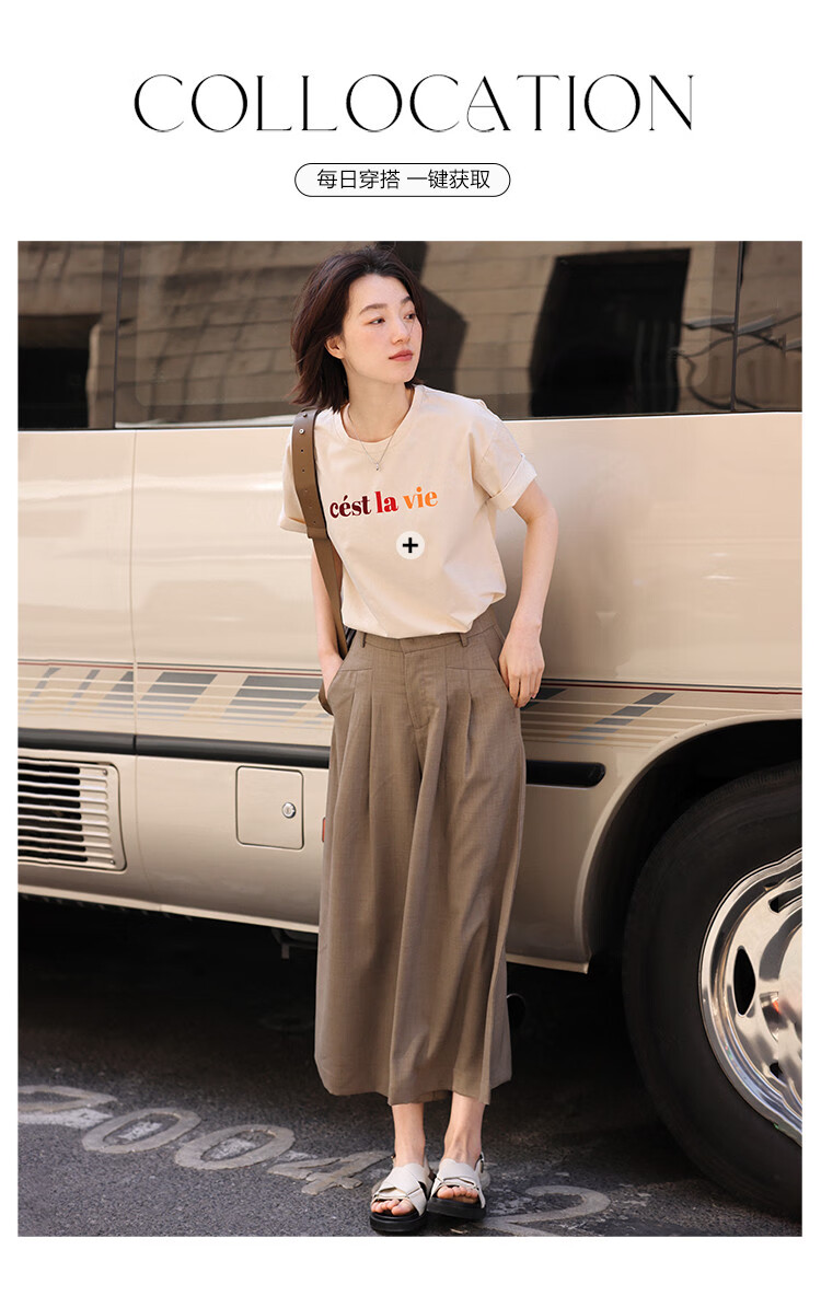 Dme [Pleated Skirt Pants], Summer Casual, Hidden Button, Flat Waist, Pleated Decorative Skirt Pants for Wome 6