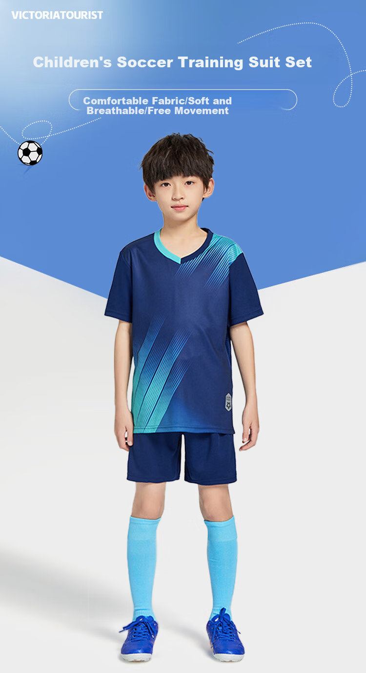 VICTORIATOURIST Sports Set, Children's Soccer Uniform, Basketball Training Suit, Indoor Fitness Wear, Running Quick-Dry Shirt, Jersey 1