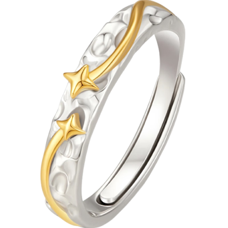 Zhoubaifu Pure Silver Solitary Star Ring for Men, Elegant Luxury Ring, Birthday Christmas Gift for Boys