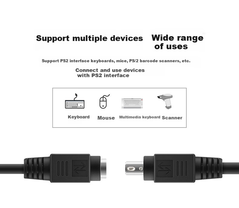 BOSENDE PS2 Extension Cable, Male to Female 6-Pin 6-Core Extension Cord, Direct Connection to Computer Mouse Keyboard Extension Cable with Round Head Pure Copper, 2 Meters BSD-PS2 2