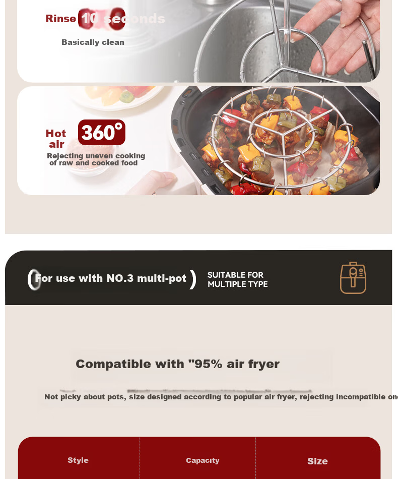 Mohuanchufang Air Fryer Grill Rack [30 Skewers], 304 Stainless Steel Skewers, Barbecue Grill Rack, Oven Hanging Rack, No-Flip Meat And Kebab Grilling 8