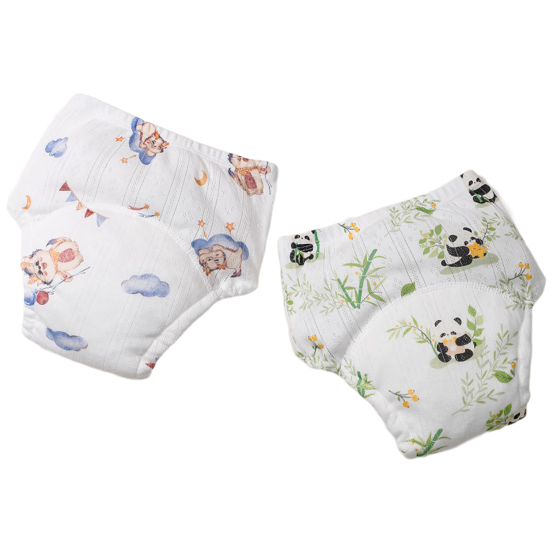 Aibao Baby Potty Training Pants Pure Cotton Diaper Cover Baby Waterproof Pants Diapers for Boys 2 Pieces Size 100 S821