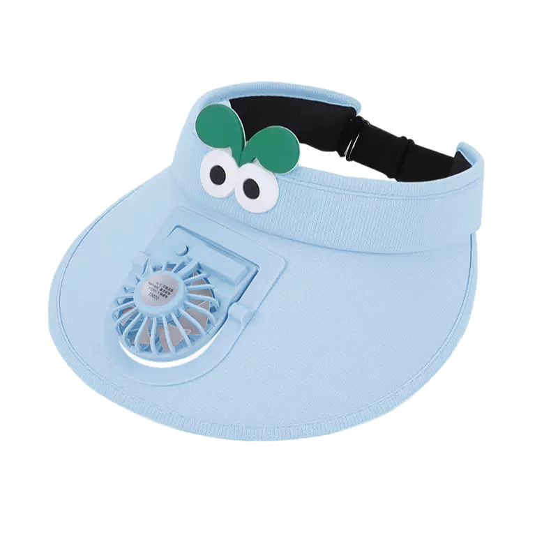 GLO-STORY Children's Hat, Summer Boys And Girls Outdoor Wide Brim Sun Protection Visor Cap, Cartoon Cute with Fan Sunshade Hat
