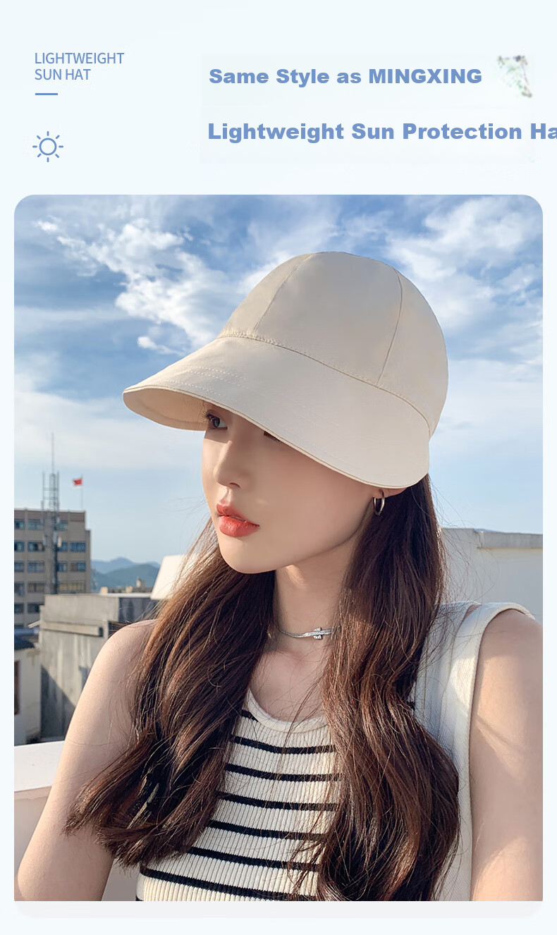 CARTELO Sun Protection Hat for Women, Spring And Summer Half-Top Sun Hat, Fisherman Hat, Trendy Hat with Hook for Hanging Mask And Ponytail 1
