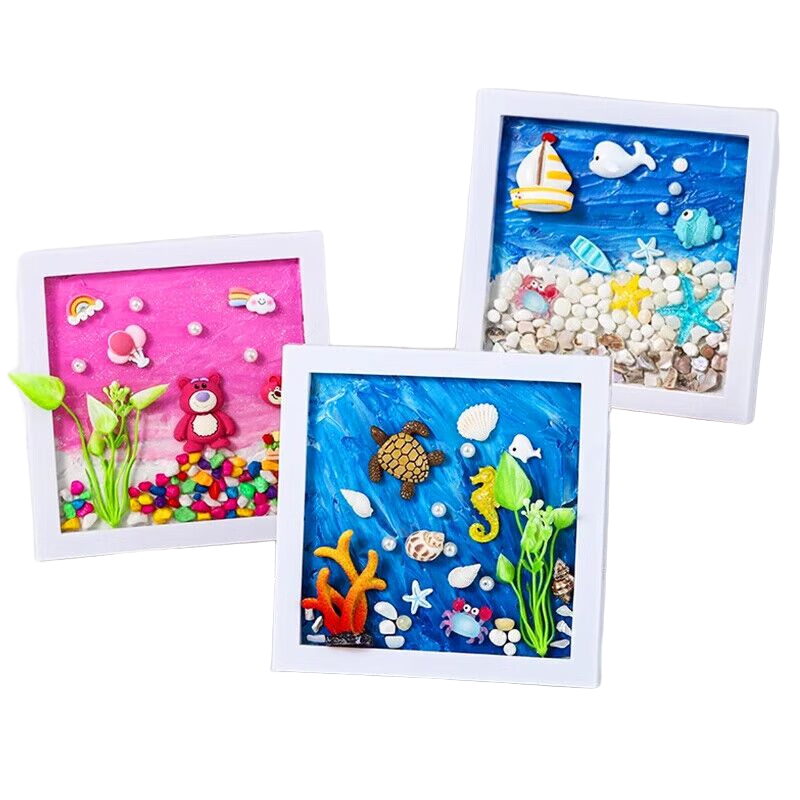 Martin Brothers Kids DIY Craft Kit Kindergarten Shell Texture Painting Photo Frame Parent-Child Interactive Toy