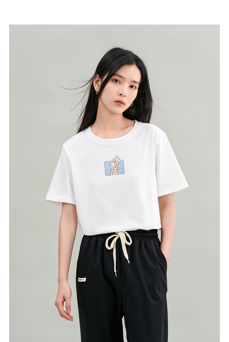 INMAN Women's 2025 Summer Embroidered Comfortable Simple Pullover Loose Fit Cotton Short Sleeve T-Shirt Sakura Pink S 17