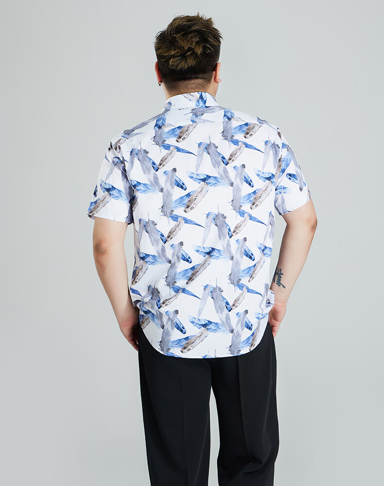 Ayoupang Summer Ice Silk Plus Size Short Sleeve Floral Shirt, Loose Fit, Large Size, Stretchy, Seamless, Casual Blouse 7