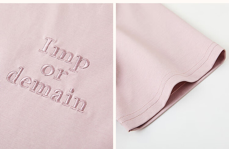 Dme Summer Simple Style Cloud-Feel Cotton with Mulberry Silk Short-Sleeve T-Shirt for Women, Silky Cotton Letter Embroidery Petite Women's T-Shirt 8