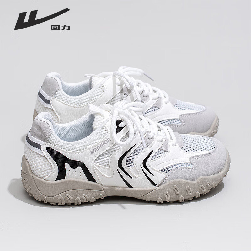 Warrior Women's Shoes, Autumn New Hiking Boots, Lightweight Versatile Sneakers for Women, 322 White/gray/black - Single Mesh Style, Size 37