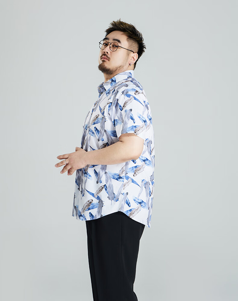 Ayoupang Summer Ice Silk Plus Size Short Sleeve Floral Shirt, Loose Fit, Large Size, Stretchy, Seamless, Casual Blouse 8
