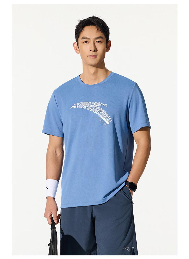 ANTA Quick-Dry T-Shirt, Men's Short-Sleeve T-Shirt for Summer, LOGO Printed Sports Undershirt, Loose-Fitting Moisture-Wicking Breathable Casual Top for Me 7