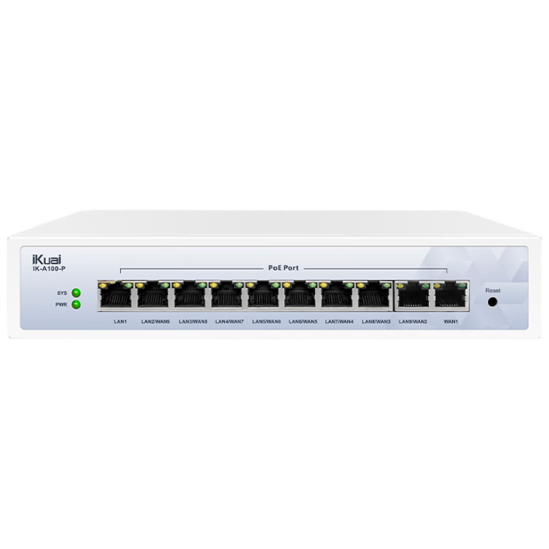 IKuai IK-A100 Enterprise Router Gigabit PoE Power Supply, Multi-W/LAN*9 AC+AP All-In Device, Built-In Remote Control/AC Controller/Internet Behavior Management