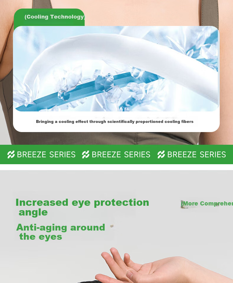 VVC Sun Protection Face Mask for Women, UV-Resistant, Fishbone Structure, Breathable, Eye Corner Protection Mask, Cloud Light Blue, 1 Piece 6