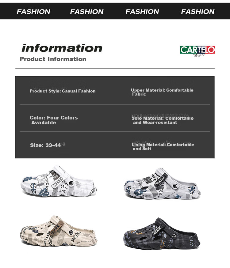 CARTELO Men's Sandals, Summer Hole Shoes, Dual-Use Outdoor And Indoor Slippers, Comfortable Closed-Toe Beach Shoes 2