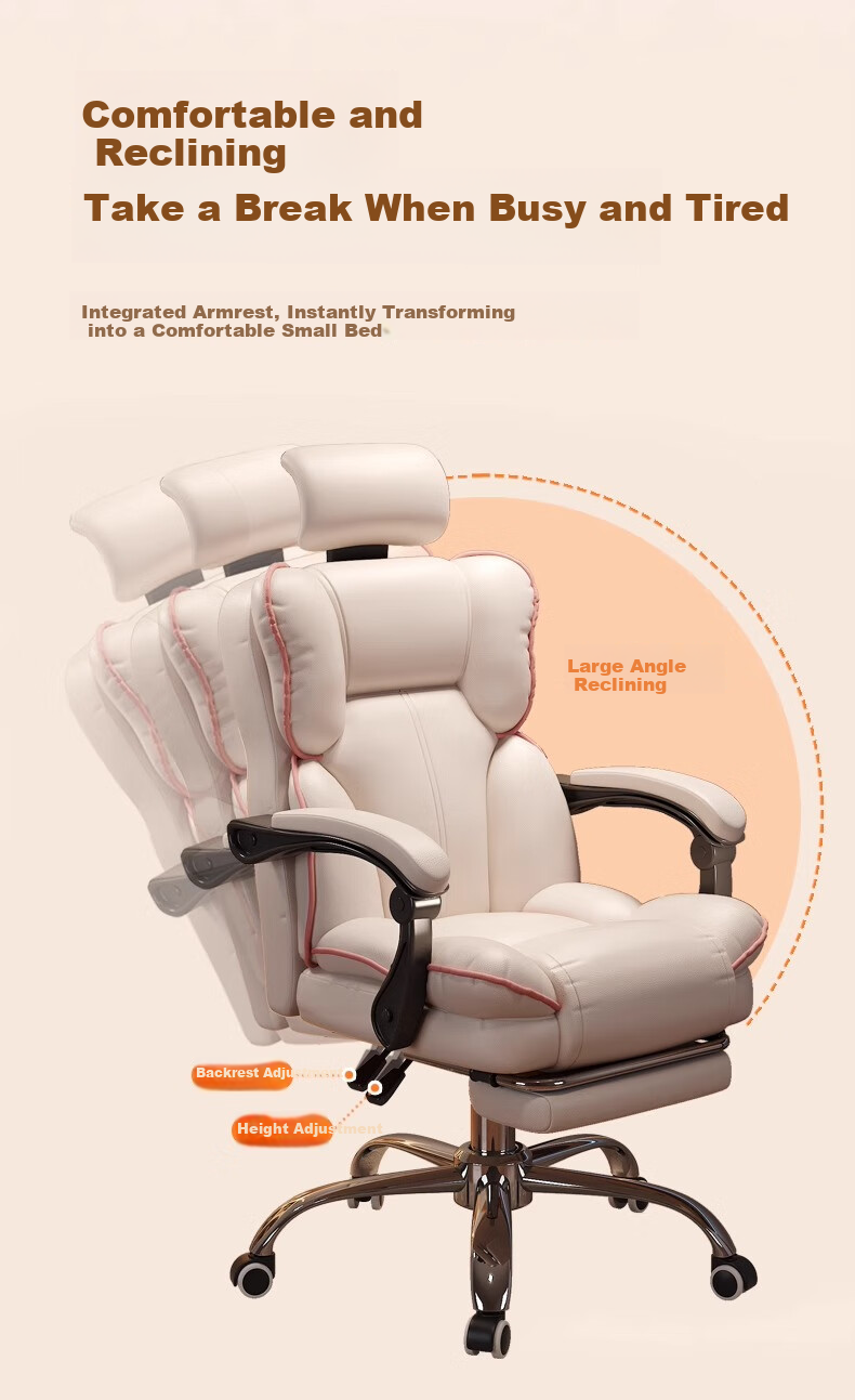 Quanpinwu Computer Chair, Office Chair, Gaming Chair, Home Ergonomic Chair, Executive Chair, Streamer Chair with Backrest, Leather Swivel Chair 9