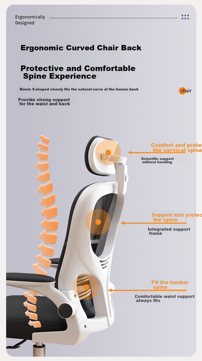 Chibailun Computer Chair, Ergonomic Chair for Home Use, Office Chair, Dormitory Chair, Study Room Swivel Chair, Comfortable for Long Sitting, Gaming Chair 4