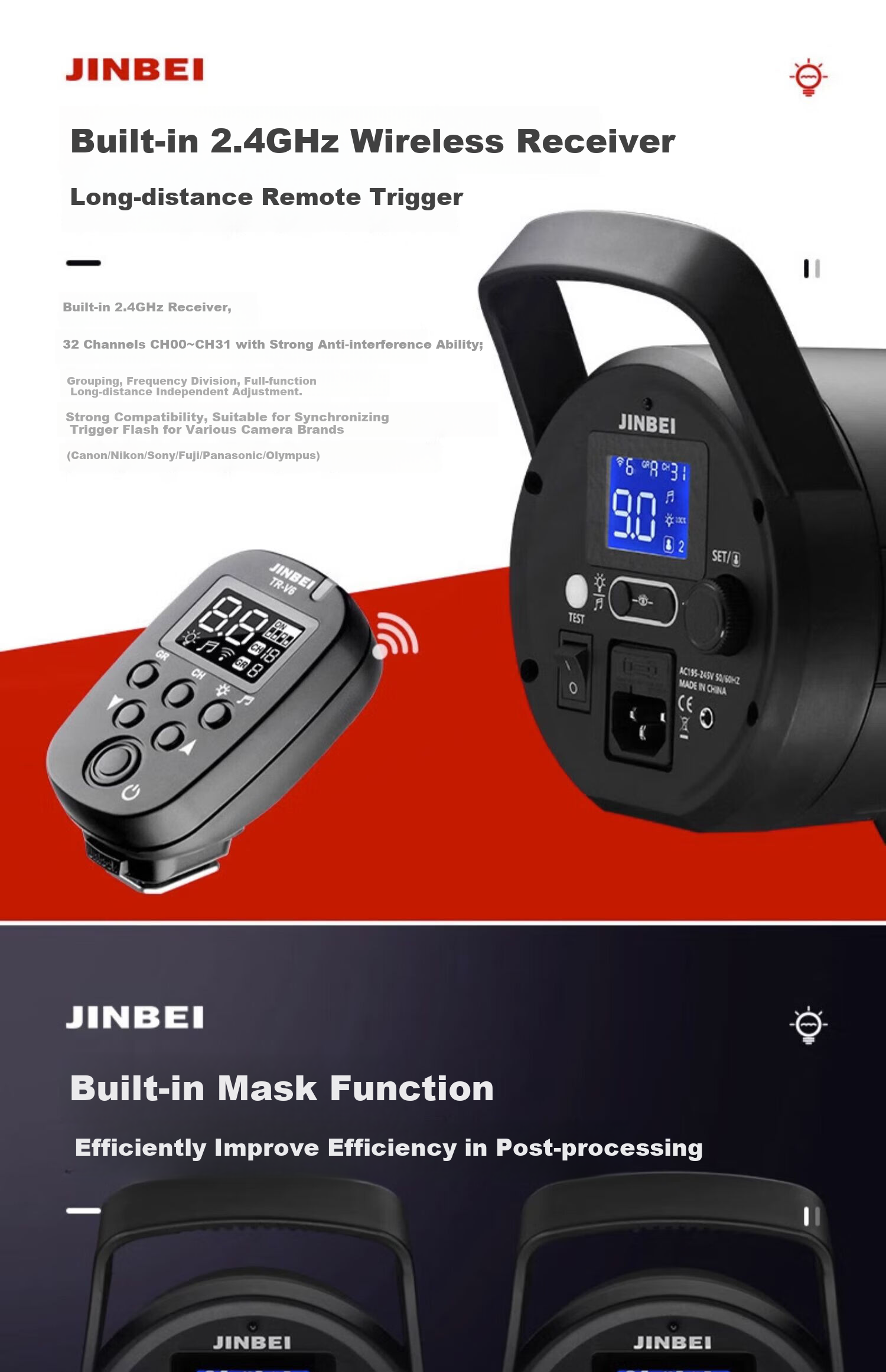 JINBEI SPARK-400D Fourth Generation Photography Studio Kit, Indoor Flash 400W, for Clothing Portrait ID Photos, Fill Light, Photography Studio Camera, Still Life Product Shooting Special Lighting 16