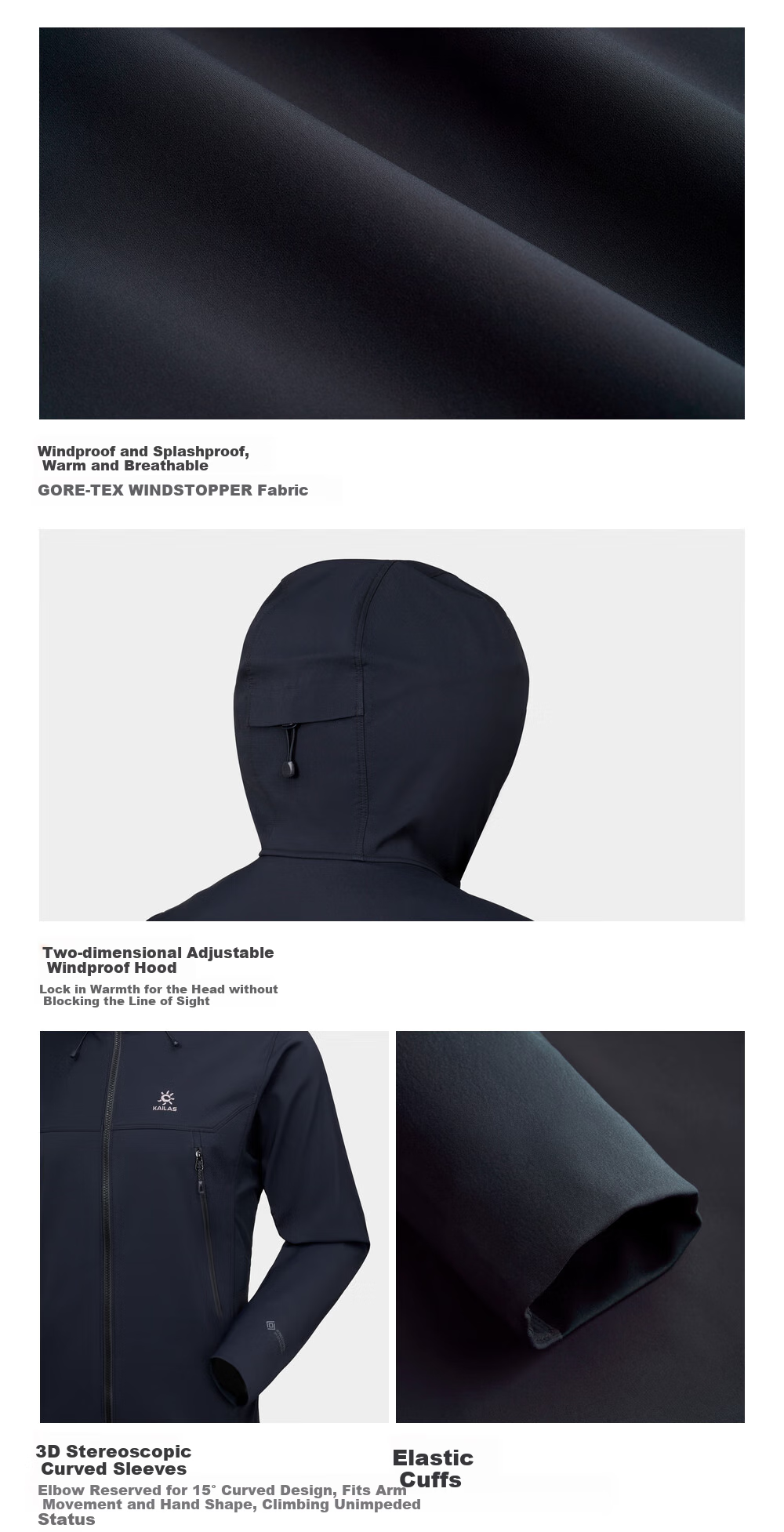 KAILAS M8 IC-MAX Men's Softshell Jacket GTX 3L Windproof Water-Repellent Warm Breathable Hiking Coat 32