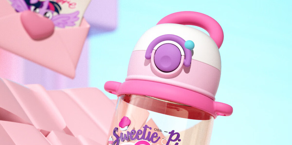 Germ My Little Pony Summer Children's Plastic Straw Cup for Girls Kindergarten Student 480ML Purple 5