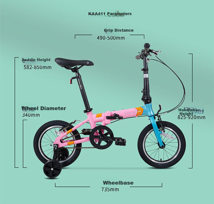 DAHON Children's Oversized Bike, 14-Inch Aluminum Alloy, for Boys And Girls Students, Small Wheels, KAA411, Gray-Black 13