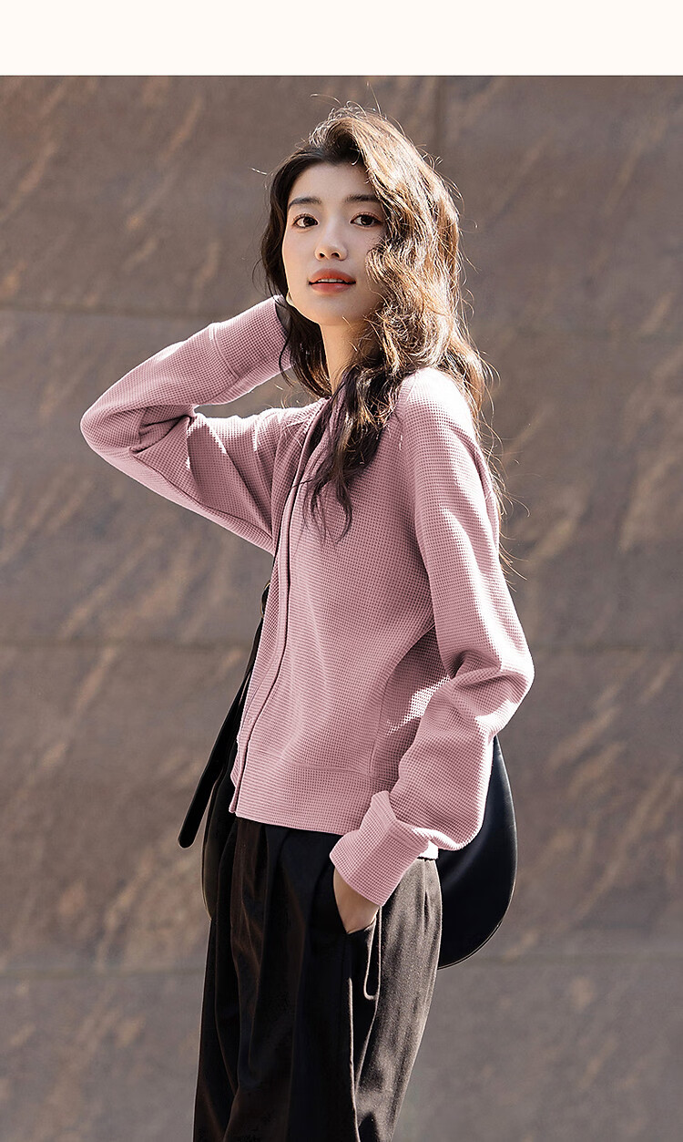 Dme [Natural Series] Spring And Autumn Korean-Style Waffle Texture Four-Button Slim-Fit Women's Jacket 16