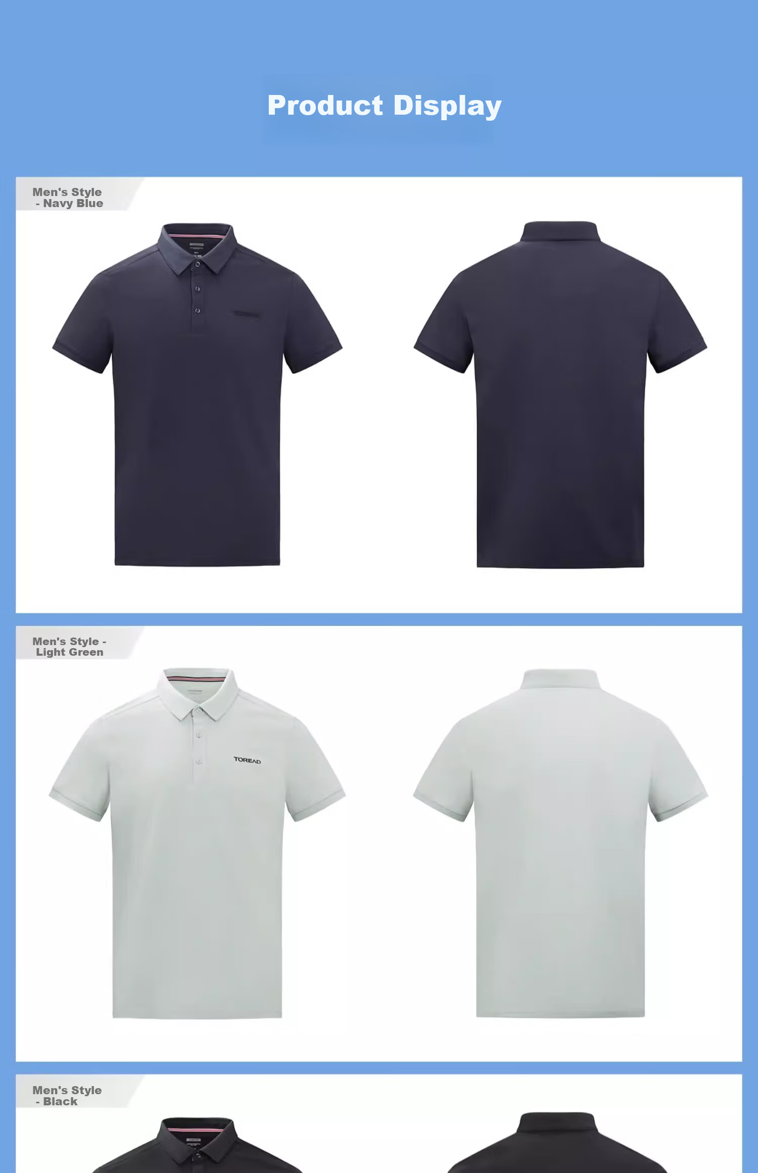 TOREAD Outdoor Sports Quick-Dry Breathable Half-Sleeve Polo T-Shirt Mountain Shadow Gray Men 3XL 30