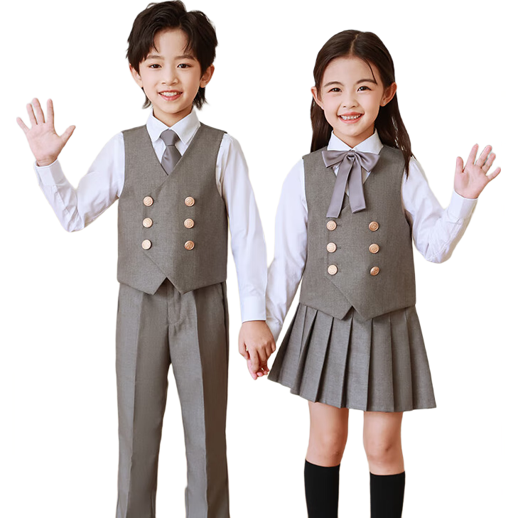 Yinuofang Children's Suit Vest Set Boys' Performance Outfit Gray Formal Wear High-End Gray: Vest Set 170CM