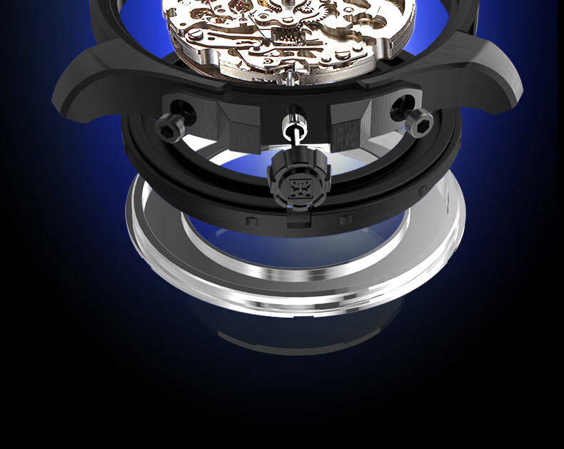 EBOHR Explorer Watch for Men, Glossy Black Skeleton Mechanical Watch, Birthday Gift for Men, Holiday Present, Model 51280215, Gift for Boyfriend 12