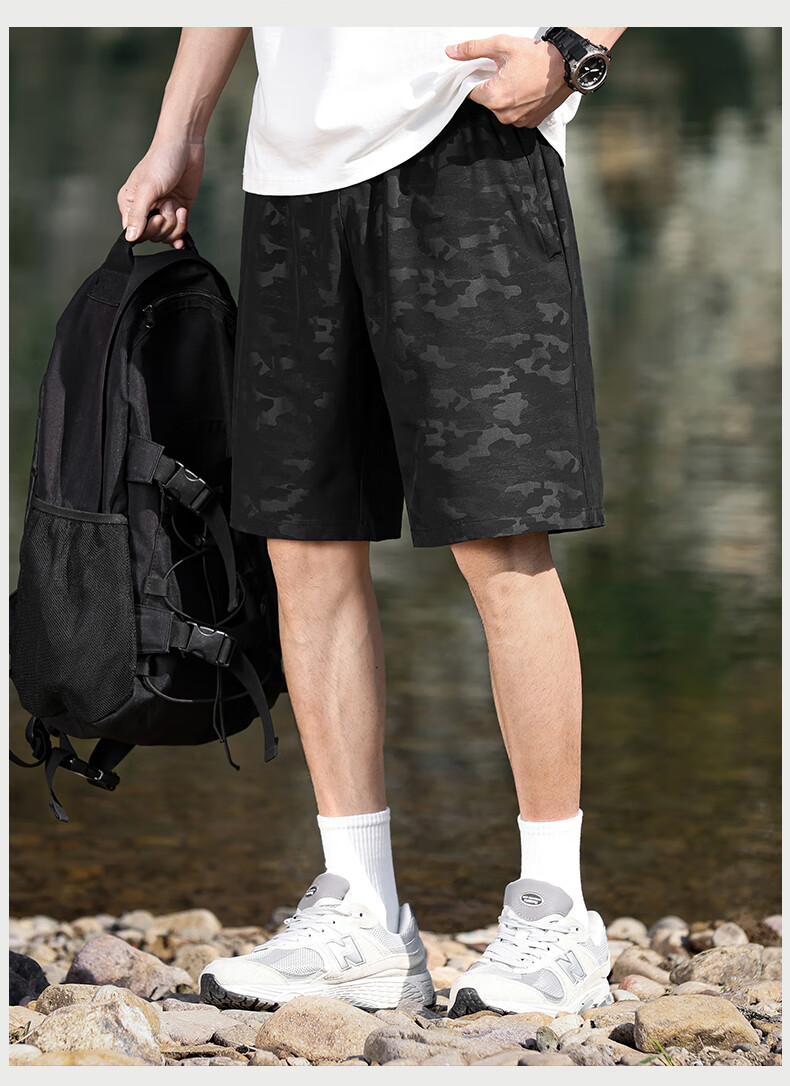 EASTERN CAMEL Men's Trendy Summer Outdoor Casual Sports Straight Five-Point Shorts Youth Loose Beach Pants 16