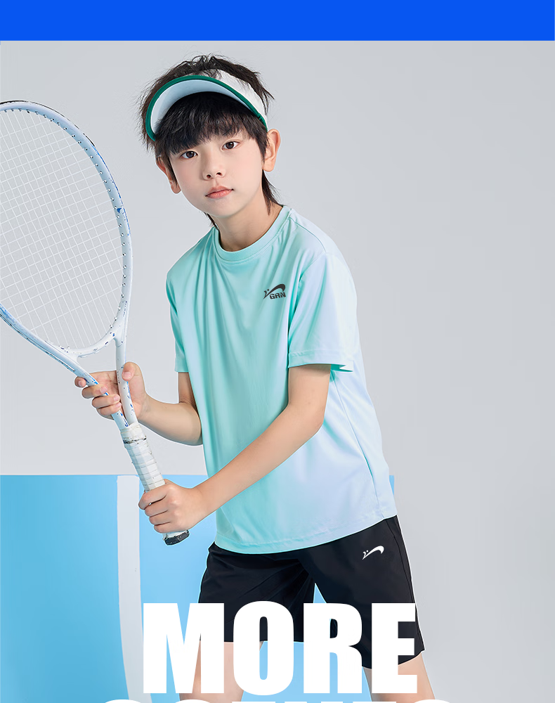 Guirenniao Boys Summer Outfit Quick-Dry Sportswear Kids Ice Silk Short Sleeve and Shorts Set 16
