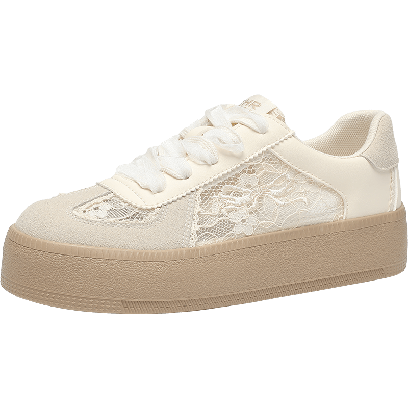 ZHR Women's Training Shoes 2026 New Summer Lace Mesh Breathable Platform Sneakers KS78E Beige Size 38